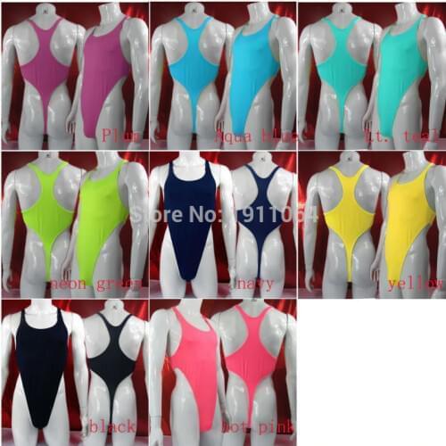 Mens Thong Bodysuit Stretchy High Cut Racer Back Jersey Spandex G428B