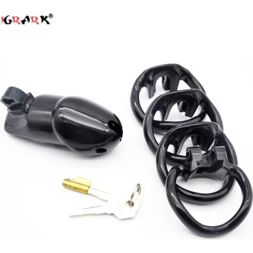Male Chastity Device Cock Cage With 5 Size Ring Bird Penis Ring-Cages Bdsm Goods for Adults Supplies Sex Shop