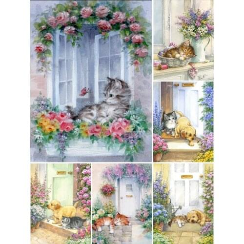 DIY 5D Diamond Painting Animal Garden Cat Kit Full Drill Square Embroidery Mosaic Art Picture Of Rhinestones Gift Home Decor