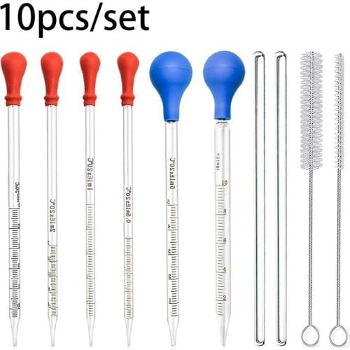 6 Glass Dropper Set Transparent Glass Pipette Large Silicone Graded Pipette Lab Dropper Polyethylene Glass Pipette Set