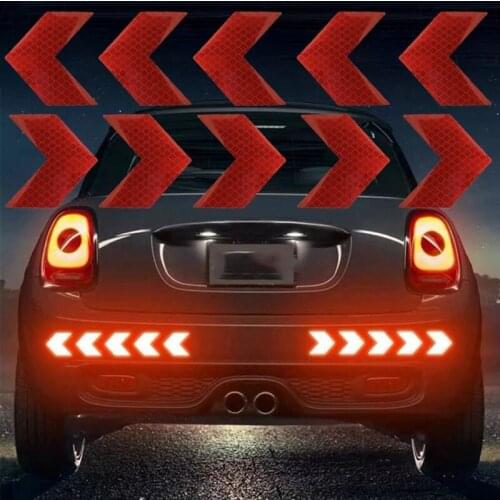 10Pcs/Set Car Reflective Warning Strip Arrow Sign Tape Bumper Truck Safety Reflector Sticker Decal Car Styling Car Sticker