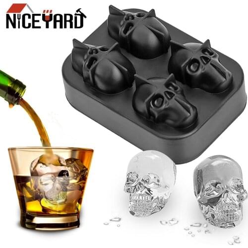NICEYARD Ice Cube Silicone 3D Skull Shape Mold Maker Ice Cream Whiskey Wine Cocktail Chocolate Mould DIY Tool