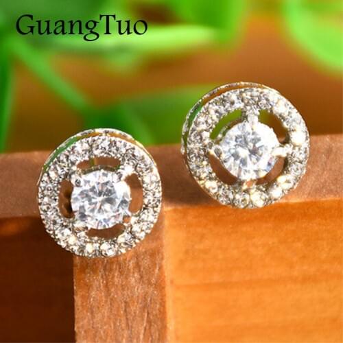 New Fashion Trendy Kroean Brand Zircon Crystal Round Stud Earrings For Women Wedding Brinco Girl Friend Gift Cute Jewelry