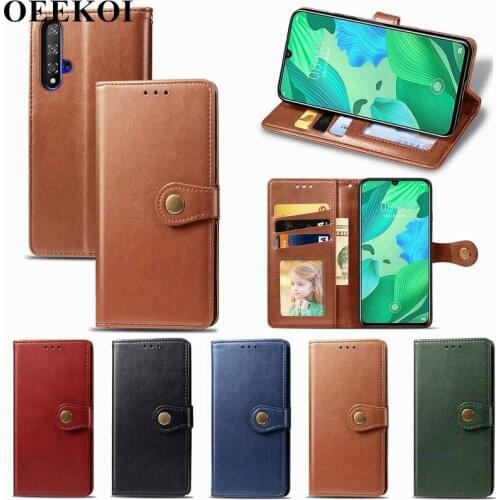 OEEKOI Pure Color PU Leather Wallet Flip Cover Case for Huawei Nova 5