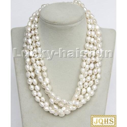AAA wholesale 5psc 45cm 10mm Baroque potato white pearls necklace 18KGP clasp c263 necklaces for women