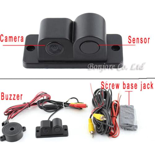 Parking Sensor 2 In 1 Car Auto Reverse Reversing Backup Radar Video System Parking Distance Control CCD Parking Camera Black