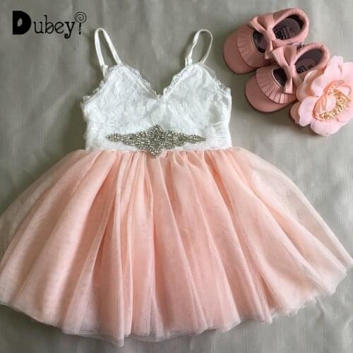 Flower Girl Tutu Dress Tulle Princess Kids Birthday Dress with Sash Summer Sling Dress Toddler Party Flower Crystal Sashes Dress