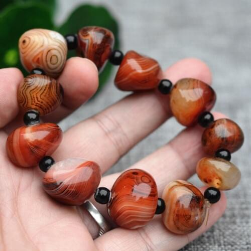 Drop Shipping Wholesale Natural Natural striped agate mens bangle Chalcedony Bracelets Gift for Mens Fine crystal Jewelry