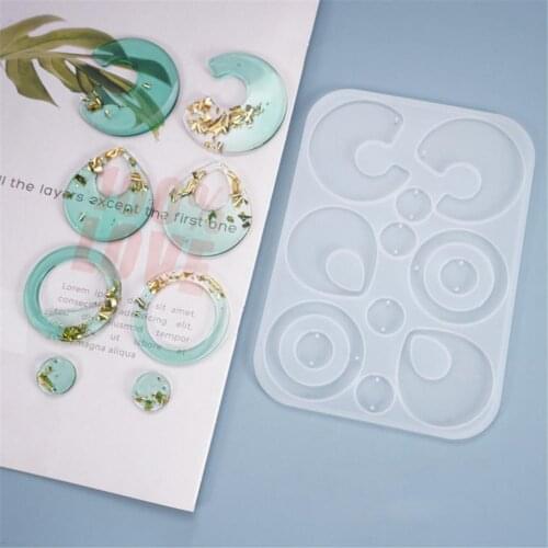 Silicone Earrings Mold Crystal Epoxy Resin Mold Jewelry Pendant Mould Key Chains Mold DIY Resin Crafts Jewelry Making Tool