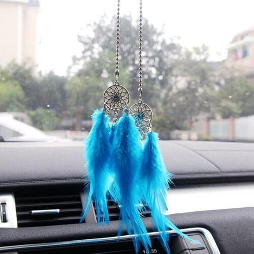 Car Accessory Feather Dream Catcher Car Pendant Hand-woven Ethnic Style Dream Catcher Wind Chimes Pendant Car Home Decor Gift
