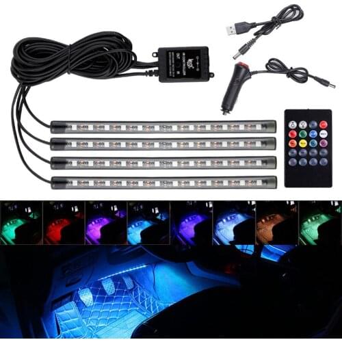 Led USB Light for Car Interior Strip Lights Remote Sound Control RGB Lamps Colorful Atmosphere Foot Lighting in the Car