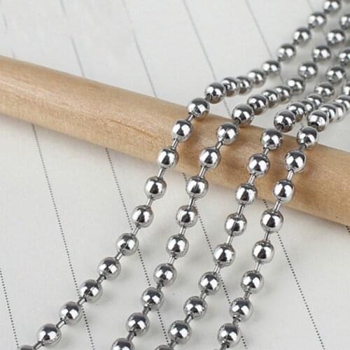 Tiasri 1.5/2/3.2mm Men Women Necklace Silver Color Collar Choker High Quality Stainless Steel Bead Chain Hip-Hop Style Jewelry