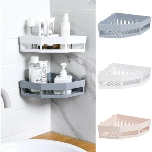 Triangular Bathroom Shelf Adhesive Storage Rack Kitchen Home Decoration Corner Holder Shower Shelf Accessories