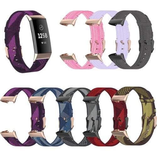 Universal Nylon Denim Wristband Watch Strap for Fitbit Charge 4/ 4SE/ 3/ 3SE Smart Watch Replacement Watchband Strap Bracelet