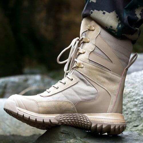 High Tactical Boots Men Shoes Beige Outdoor Hunting Boots Mountain Shoes Man Desert Combat Military Boots Black
