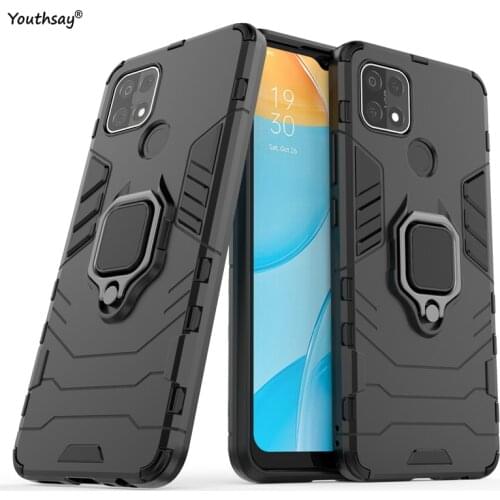 For Oppo A15 Case Protective Case For Oppo A15 Cover Armor Silicone Shell Hard Fundas Finger Ring Cover For Oppo A15 Case
