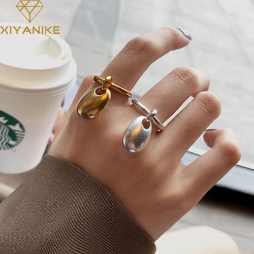 XIYANIKE 925 Sterling Silver Spoon Shape Pendant Open Ring Female Trendy Vintage Creative Jewelry Accessories Party Dropshipping