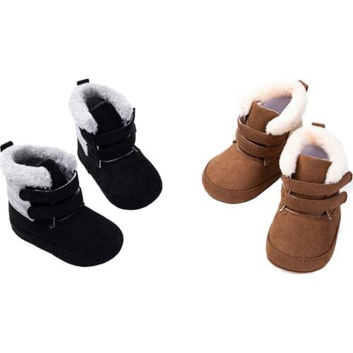 Citgeett Winter Baby Boys Girls Cotton Boots Non-slip Bottom Thick Warm Soft Sole Plush Shoes