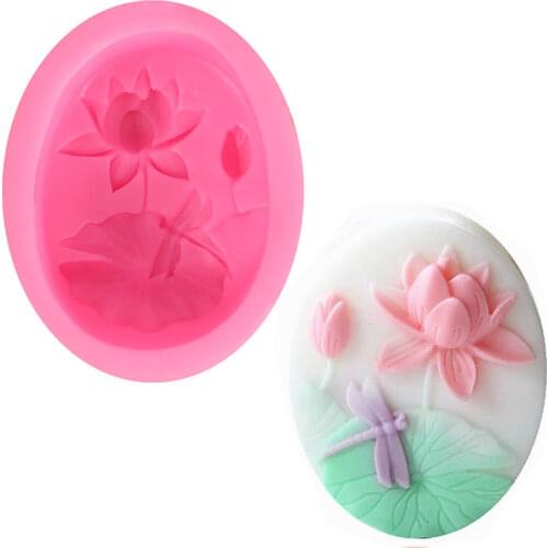 1Pcs Silicone Handmade Soap Mould Dragonfly Pattern Flower Soap DIY Craft Block Soap Making Molds Silicone Mold for Soap Making