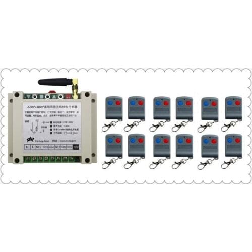 2017 New AC220V 250V 380V 30A RF 2CH RF Remote Control Switch System 12X Transmitter + 1 X Receiver 2ch relay smart home z-wave