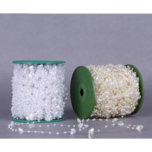 5 Meters\lot 9 mm Heart Style Artificial Pearl Beads Line String Pearl Chain Spool Rope Beads For Wedding Party Home Decoration
