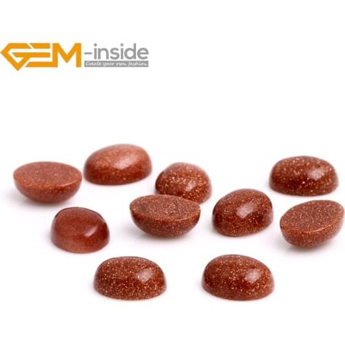 5Pcs/lot Oval Egg Shape Gold Sand Stone GEM Store CAB cabochon Beads For Jewellery Ring Pendant Making DIY Earring Gift For Wom