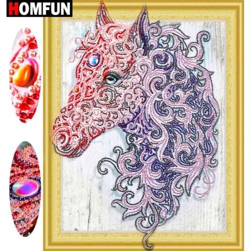 HOMFUN Special Shape Diamond Embroidery Animal DIY Diamond Painting Horse Cross Stitch Picture Of Rhinestone 5D GIft 40x50cm