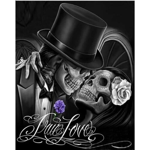 Skull Kiss Girl Diamond Painting,Full,sSquare,Round Diamond Embroidery Different Love,Mosaic Diamond Diy Handwork Puzzle A1220