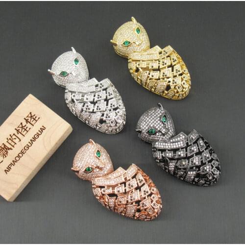 APDGG 22x45mm gold plated connector cubic zircon Micro Pave leopard connector necklace bracelet pendant Jewelry DIY