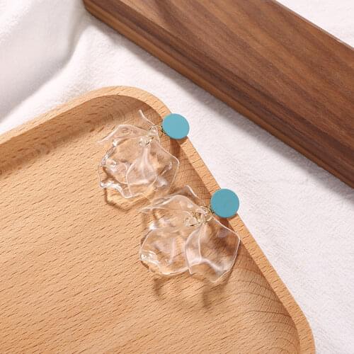 Bohemian Acrylic Flower Petals Drop Earrings for Women Boho Korean Transparent Dangle Earrings Fashion Jewelry Wholesale Gift