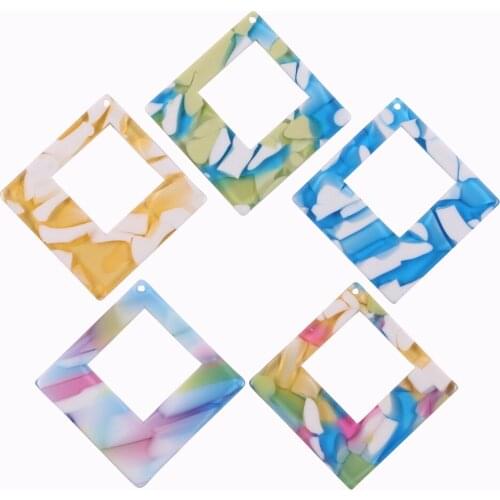 HAOSAW 46MM 4Pcs/Lot Acetic Acid Charm/ Square Shape/DIY Jewelry Making/Jewelry Accessory/Hand Made/Earring Findings