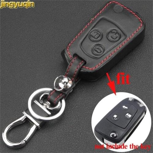 Jingyuqin Folding Flip Car Key Case for Ford Focus KA Mondeo Fiesta 3 Buttons Leather Car Key Case Cover Holder Styling