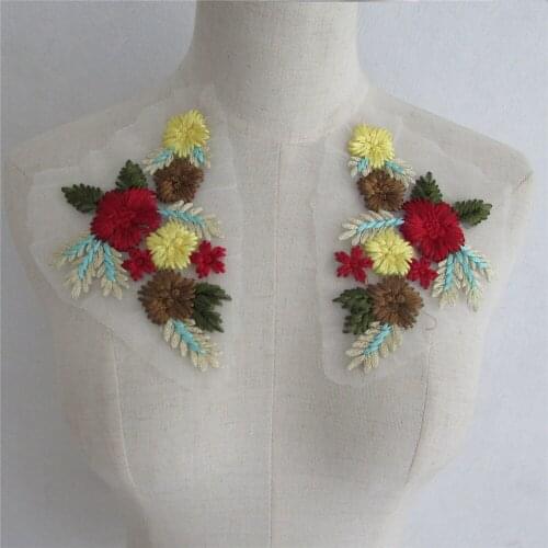 Exquisite and colorful lace chest applique fabric embroidery ladies DIY clothing craft supplies accessories 1 pair for sale