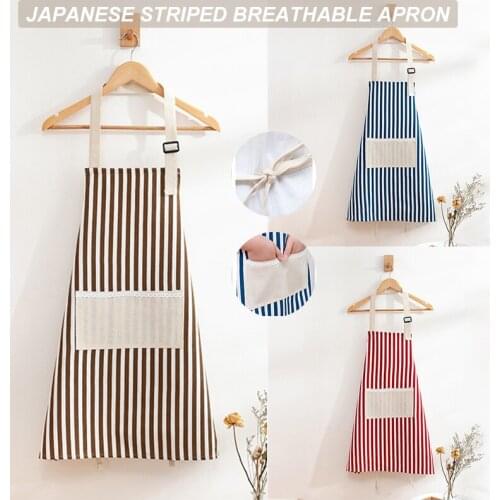 Thicken Striped Design Kitchen Waterproof Apron Neck Hanging with Removable Hand Wiping Towel Oil-proof Home Kitchen xqmg Aprons