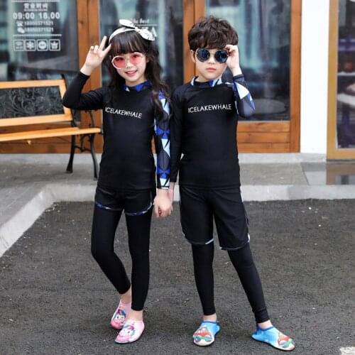 2020 Diving Suit For Boys And Girls Long Sleeve Swimsuit Rashguard Children Teenage Swimwear Tankini Rash Guard Lovely Swimming