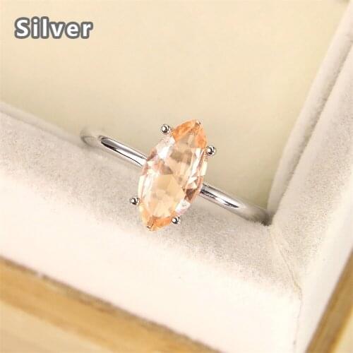 Best selling European and American fashion S925 Sterling Silver champagne Gemstone Ring zircon drop crystal jewelry womens gift