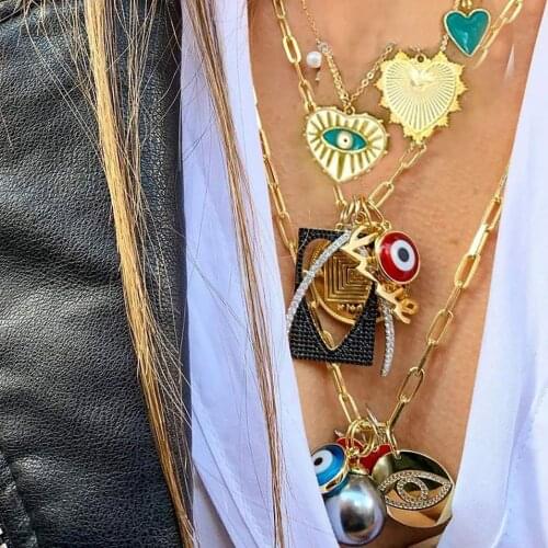 Exquisite Options gift fashion wild Georgeos evil eye fashion necklace accessories women DIY charms heart star pearl pendant