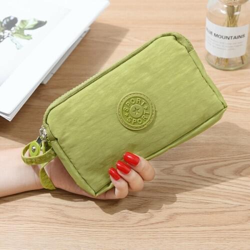 Fashion Womens Organizer Wallet Three-Layer Zipper Purse Coin Purse Casual Solid Simple Lady Wrist Strap Card Wallet