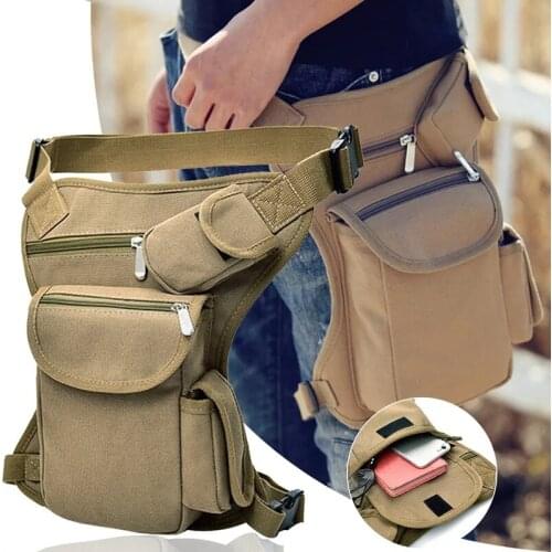2021 Men Canvas Drop Leg Bag Waist Bag Fanny Pack Belt Hip Bum Military Travel Multi-purpose Motorcycle Crossboby Shoulder Bags
