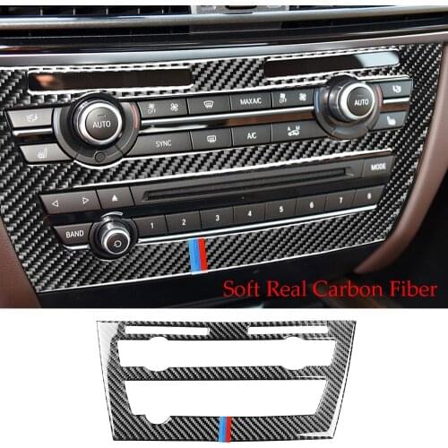 Soft Real Carbon Fiber Central Control CD Panel Cover For BMW X5 F15 X6 F16 2014-2018