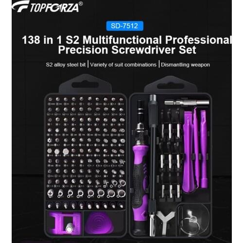 TOPFORZA 138 IN 1 Screwdriver Set Phone Electronic Household Repair Hand Tools Kits Magnetic Sqaure Torx Hex Screw DriverHead