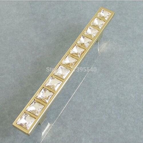 New 10pcs 128mm Square Crystal Cabinet Handle Drawer Golden Handles Furniture Knobs Wardrobe Closet Pulls Shoes box Handles