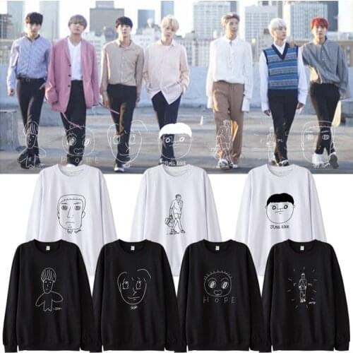 New Korean Fashion K Pop Kpop Sweatshirts Pullovers Women Long Sleeve Harajuku Cartoon Graffiti Streetwear Hoodies K-pop Clothes