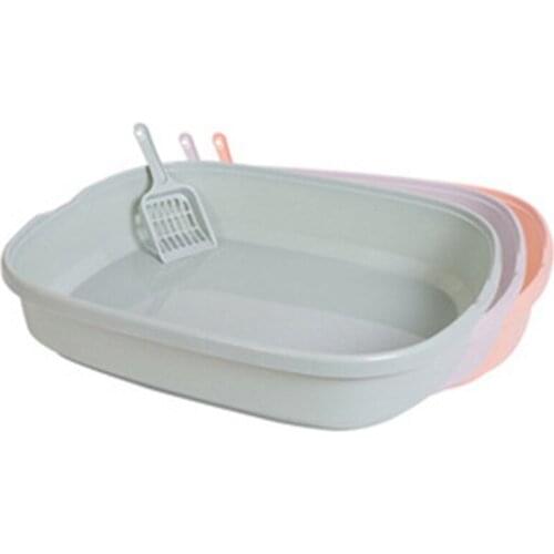 Cat Litter Pan Plastic Washable Kitten Potty Pan Pet Litter Holder With Scooper Cat Litter Pan Open Cat Toilet Cat Litter Pot