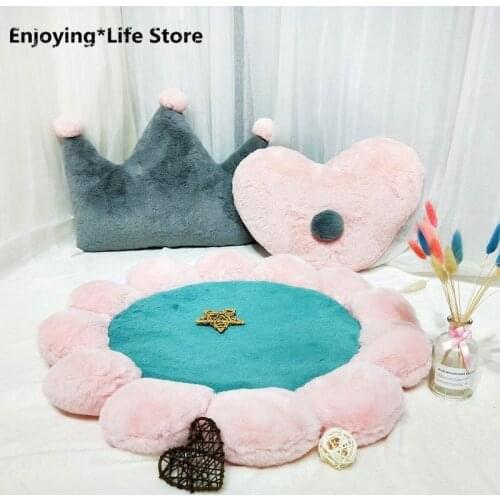 Sun Flower Round Cushion Baby Princess Room Plush Floor Mat Combination of Multiple Colors Cushion on The Sofa In The Bedroom