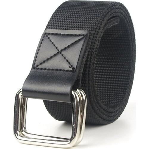 Popular Casual and Versatile Fashion Youth Double Ring Square Button Canvas Belt