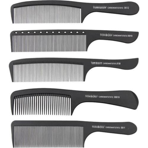 Black Professional Hair Brush Hard Carbon Cutting Comb Heat Resistant Salon Trimmer Hair Brushes Barber Pin Tail Antistatic Comb