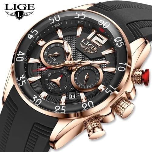 Relogio Masculino 2021 New Sports Mens Watches LIGE Top Brand Luxury Silicone Watch Men Quartz Clock Waterproof Wristwatches+Box