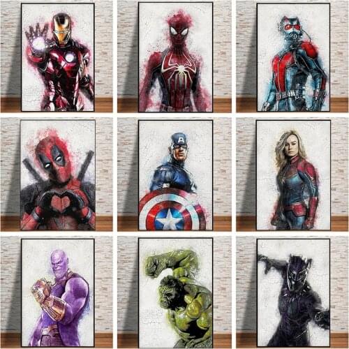 Marvel Avengers Superhero Canvas Paintings Iron Man Posters and Figure Prints Wall Art Pictures for Living Room Home Decoration