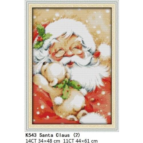 Santa Claus Counted Cross Stitch Kits Embroidery Needlework Patterns 11CT 14CT Printed Stamped Fabric DMC Thread Decoration Sets